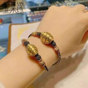 黄金手链999足金富甲天下转运珠男女小龟壳3d硬金乌龟手串本命年