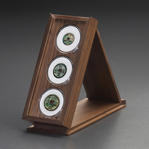 老钱庄黑胡桃52圆盒三枚套装钱币盒3只装铜钱银元盒实木收藏盒