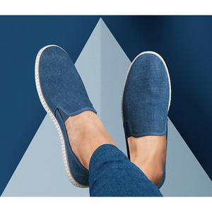 日本代购 rivieras 复古牛仔蓝帆布鞋 男 女士休闲一脚蹬懒人鞋