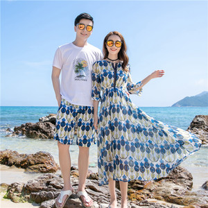 情侣装夏装2024新款东南亚三亚旅游穿搭衣服男士海边度假沙滩套装