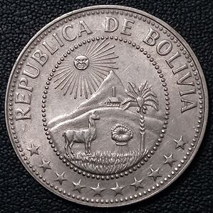 玻利维亚1967年50分镍钢币,24mm,三幺幺外国硬币收藏,美洲钱币