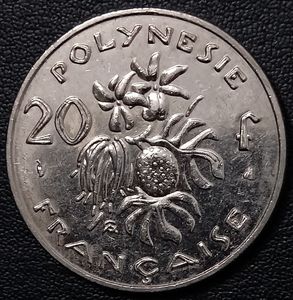 法属波利尼西亚1997年20法郎镍币,28.3mm,外国硬币