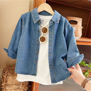 男童衬衣外套春秋款2022新款休闲帅气春装男孩子上衣侯德军66678