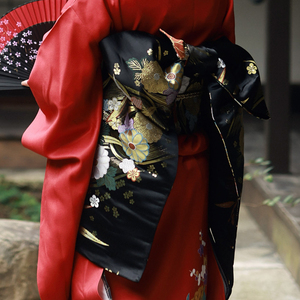 限时赏味高级提花 日本和服浴衣配件 高级定型蝴蝶结腰封