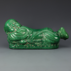 宋定窑苹果绿釉娃娃枕 古董古玩景德镇仿古瓷器收藏品真品摆件