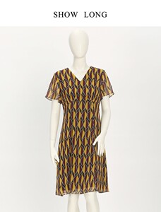 舒朗专柜 正品女装夏秋新款女裙时尚优雅中长款连衣裙  sp2l89