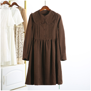 东阳家【葛系列】2022新品春装纯色气质宽松通勤长袖连衣裙3097