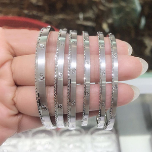 小月老珠宝铂金pt950男女士款手镯车花切面拉丝工艺仿卡贵妃手镯