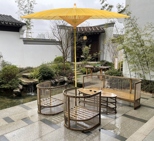 婚礼超大型户外庭院伞休闲沙滩露天伞摄影仿古金黄色油纸伞复古