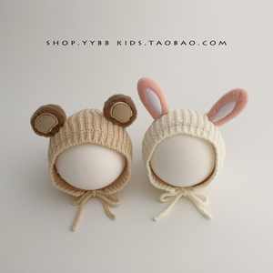 婴儿毛线帽儿童男女童可爱秋冬季护耳保暖加厚帽子宝宝针织套头帽