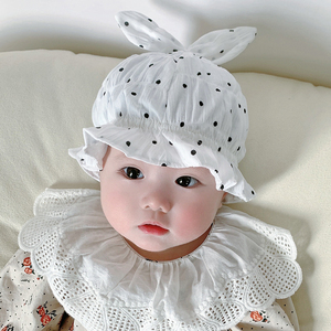 女宝宝帽子春夏薄款可爱公主帽夏季防晒遮阳帽婴儿甜美蝴蝶结盆帽