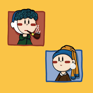 梵高和他的爱人卡通情侣车贴电动车车身装饰潮流防水防晒划痕遮挡