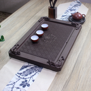 宜兴紫砂茶盘中式复古茶海家用办公排水式茶台手工制作功夫茶具