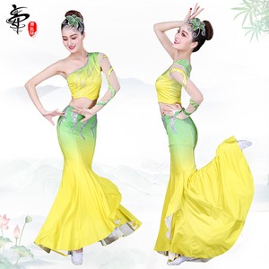 傣族舞蹈演出服鱼尾裙桃李杯赵铭组合少数民族孔雀舞渐变艺考服女