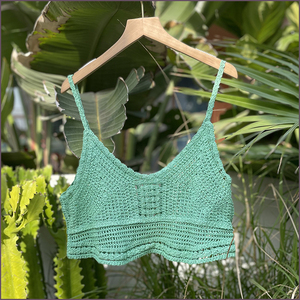2022春夏度假风复古小姐手工编织钩花镂空短款花边女吊带上衣背心