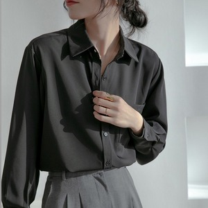 黑色雪纺衬衫女春秋时尚洋气设计感小众垂感职业正装休闲长袖衬衣