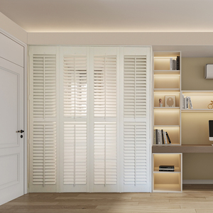 顺叶现代轻法式实木百叶衣柜门衣帽间阳台门定制推拉门折叠式拉门