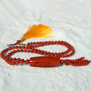 天然南红玛瑙桶珠吊坠 南红毛衣链 凉山州美姑九口料 一物一图