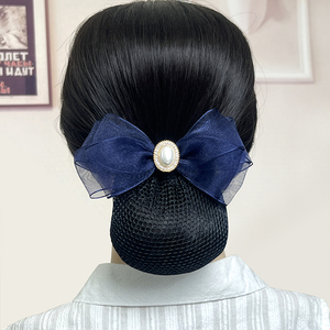 头花女职业护士发网兜盘头发夹空姐银行工作盘发网套小清新款2022