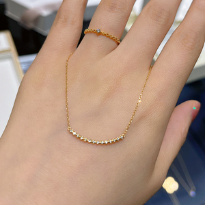 日本代购marisol钻石项链18k黄金微笑笑脸锁骨链情人节送女友礼物