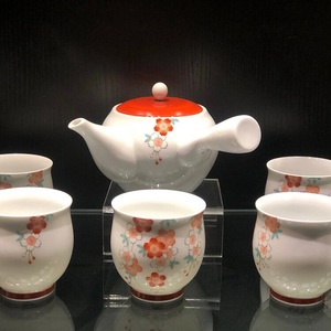 日本天皇御用香兰社陶瓷有田烧樱花茶具咖啡杯茶杯茶壶6件手绘