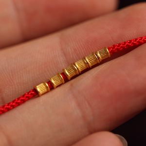 24k纯黄金路路通转运珠999足金传统手工软金手链diy配饰配件