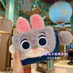 上海迪士尼国内代购 疯狂动物城朱迪兔子警官卡通毛绒皮革斜挎包