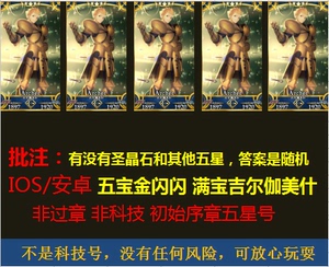 fate国服IOS安卓五宝闪闪5宝吉尔伽美什满宝金闪闪多宝FGO初始号