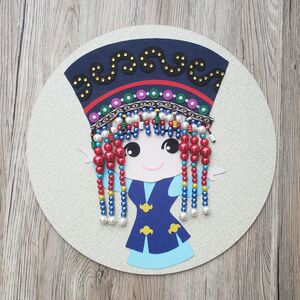 人物布贴画材料