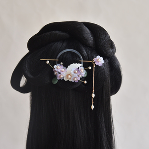 华容珠翠原创设计花朵后压发簪汉服旗袍古风发饰复古清新古典发饰