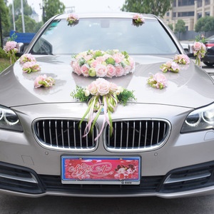 主婚车装饰套装韩式仿真玫瑰花结婚庆用品车头花布置彩车4S店装扮