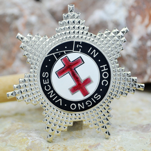 3d立体质感洛林十字架欧洲圣殿骑士团镀银荣誉勋章帽章复古胸章