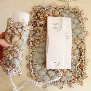 门铃套防尘罩 装饰墙贴布艺保护套 欧式刺绣蕾丝对讲机可视电话罩