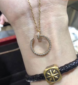 cartier/卡地亚 juste 钉子项链 18k玫瑰金满钻锁骨链 男女同款