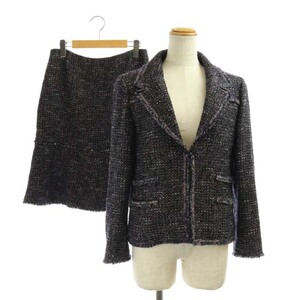 香奈儿vintage中古深灰色羊绒粗花呢女裙套装chanel复古休闲女装