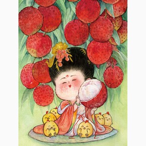 可爱卡通diy方钻满钻钻石画荔枝杨贵妃手工贴钻十字绣带钻砖石画