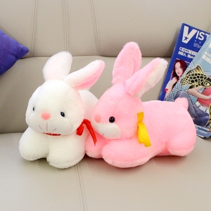 可爱仿真长耳朵小兔子毛绒玩具兔兔玩偶公仔趴趴睡觉抱枕粉色女孩