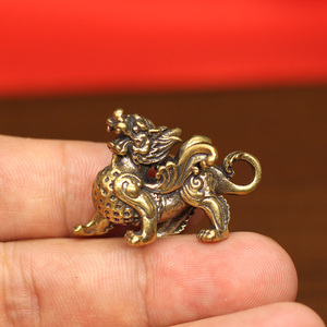实心黄铜迷你招财小貔貅纯铜小摆件古玩铜器护主神兽钥匙扣挂件