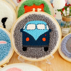 俄罗斯戳戳绣简单手工diy材料包卡通汽车婴儿车毛线刺绣儿童礼物