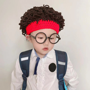 婴儿假发帽子男宝宝春秋款卷发帽男孩秋冬儿童爆炸头男童可爱搞笑