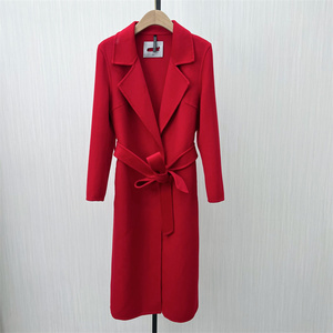 迪●2023冬装新品 新年红色羊毛呢大衣女气质长款双面呢外套3268