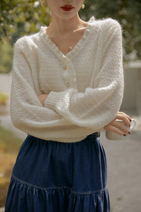 开衫毛衣马海毛