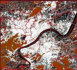 杭州2020城市电子地图cad版详细分层分色适用效果图模型制作