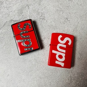 现货 supreme zippo 联名 煤油打火机 ss21 fw20 施华洛世奇水晶
