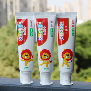 日本小狮王水果木糖醇儿童牙膏含氟50g防蛀细丝护龈牙刷12软毛3-6