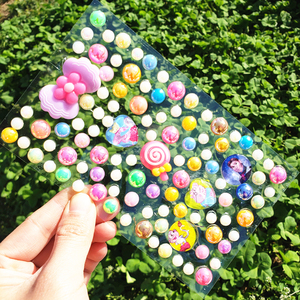 彩色珠子贴画 闪亮圆形珍珠贴贴纸 儿童玩具小贴贴纸 女孩喜欢的