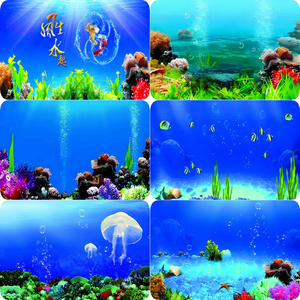 鱼缸背景贴纸画高清图3d立体壁纸壁画5D海底造景缸外自粘外贴定制