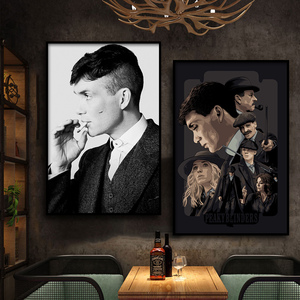 浴血黑帮汤米美剧海报挂画理发店装饰画酒吧谢尔比剃刀党油画壁画