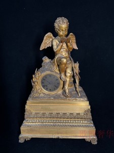 特惠 西洋古董钟表 法国1820年铜鎏金天使座钟512#