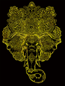 唐卡挂画吉祥大象图案现代描金线稿简约涂色diy手绘礼物油画布